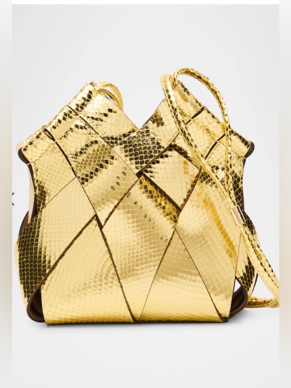 NWT Ulla Johnson Charlotte Metallic Snake-Print Woven Crossbody Bag Gold $890 - Picture 2 of 8